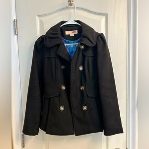 Black Pea Coat | Small | silky liner inside
